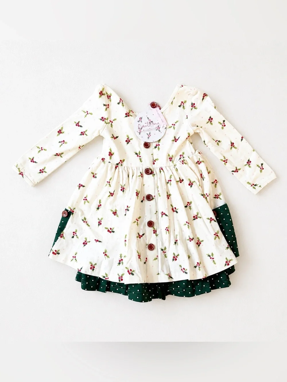 SweetHoney Clothing Holiday Holly Dress Size 2T NWT Boutique Christmas Dress
